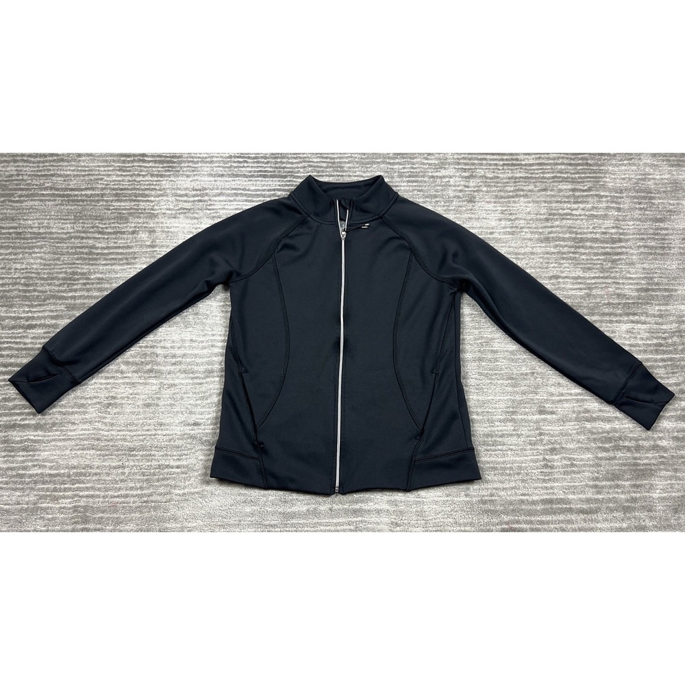 All In Motion Atheltic Jacket Womens Large‎ Black Polyester Full Zip Long Sleeve